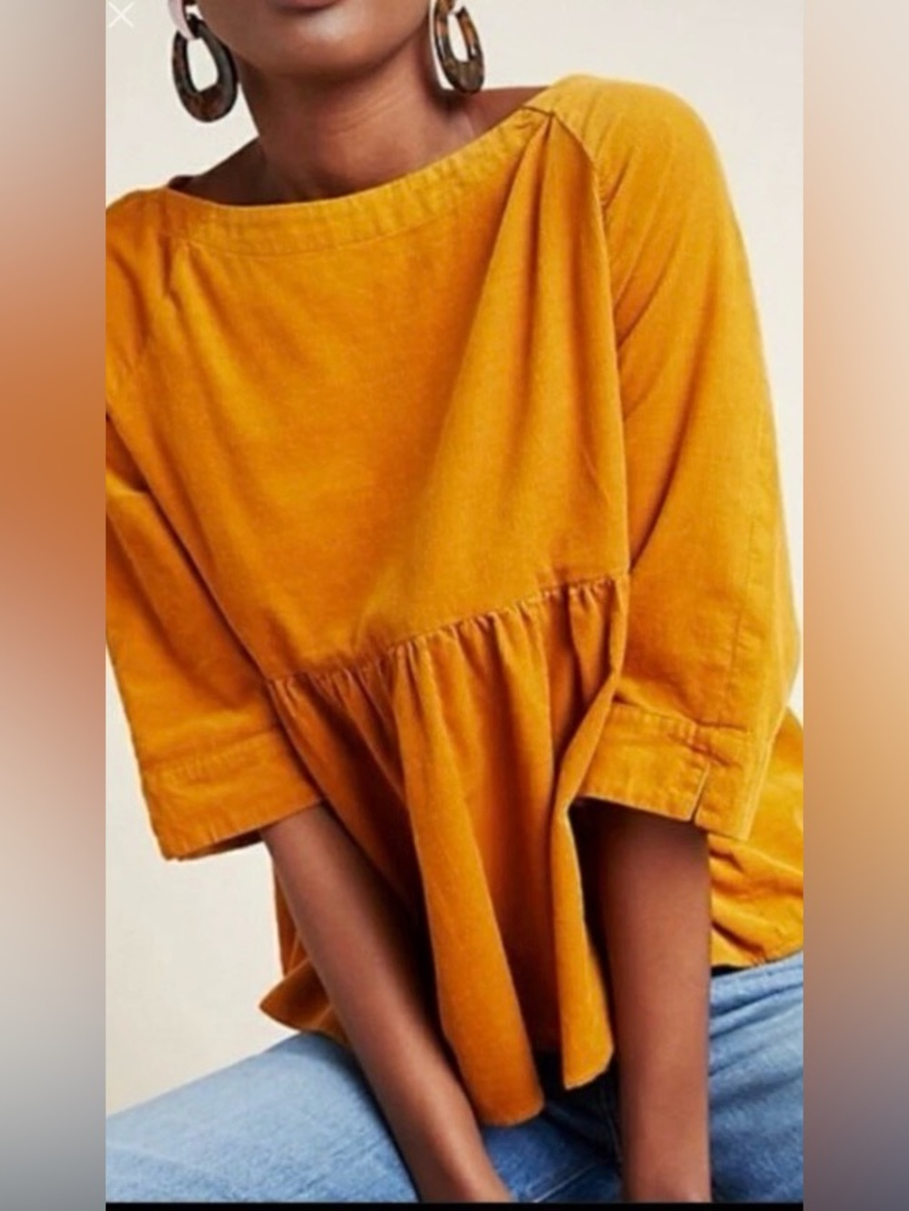 MAEVE ANTHROPOLOGIE MARIA CORDUROY BUTTON BACK TOP Size M, EUC